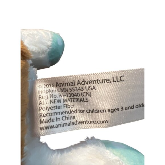 Animal Adventure Plush Dog Stuffed Animal Toy Brown White Green Heart Paws 9" - Picture 6 of 6